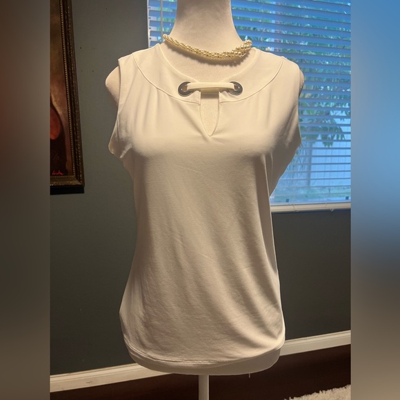 Tommy Hilfiger White Blouse with Cut sleeveless Top. in EUC - Picture 1 of 3